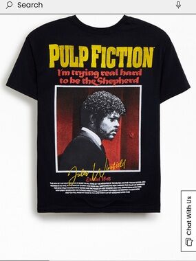 Pulp Fiction Graphic Tee - Black with Yellow & Red Print